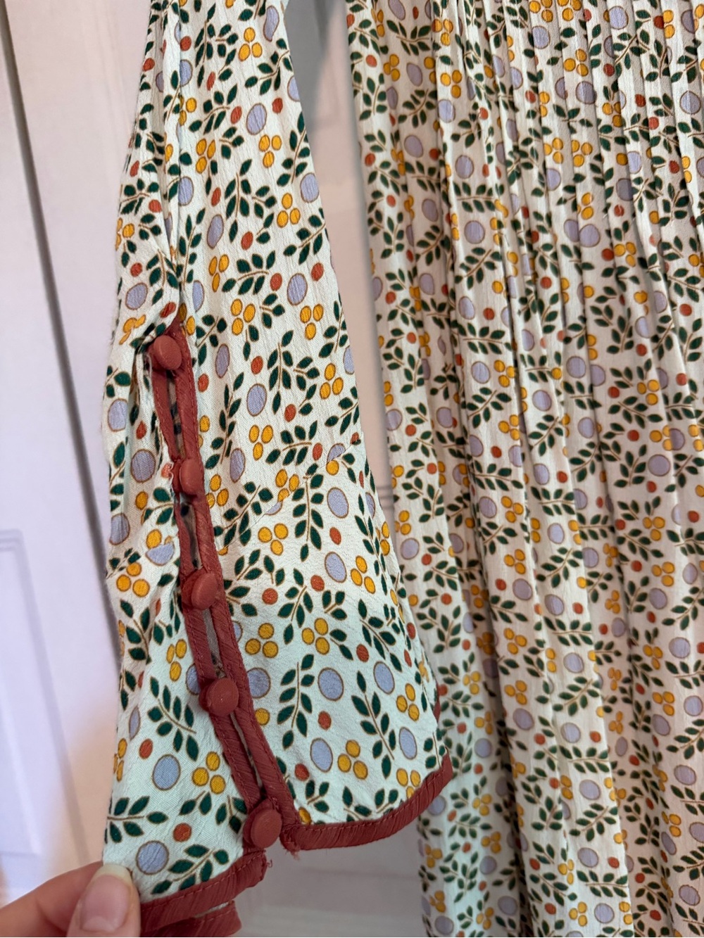 Free People Cream Floral Long Sleeve Dress - Picture 4 of 5
